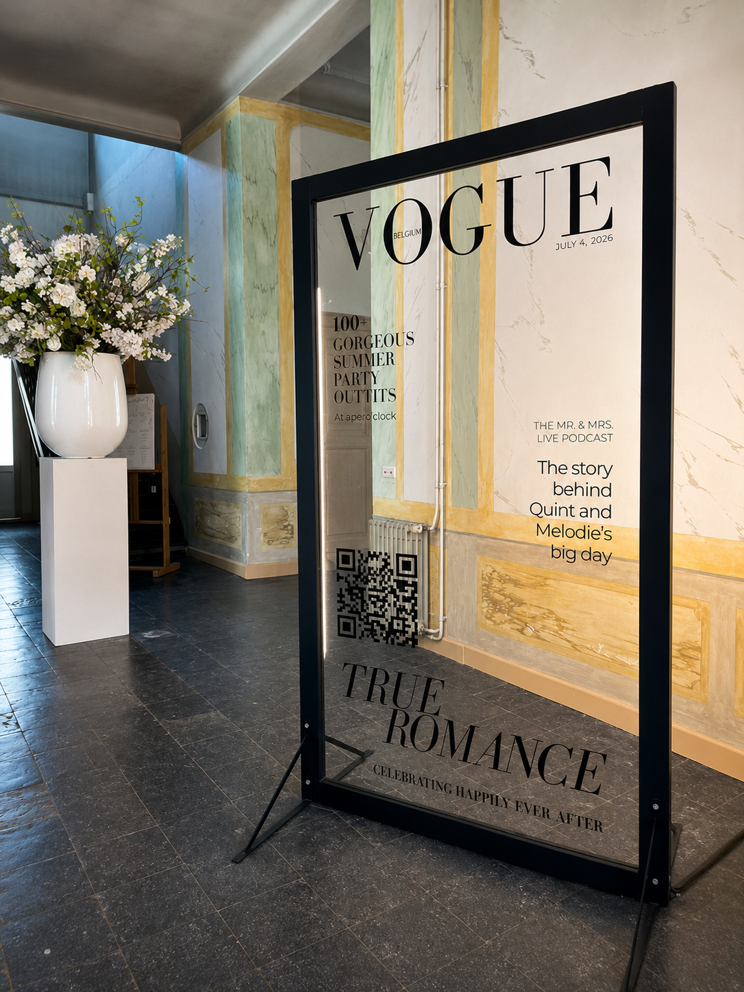 gasten poseren met magazine cover Bord